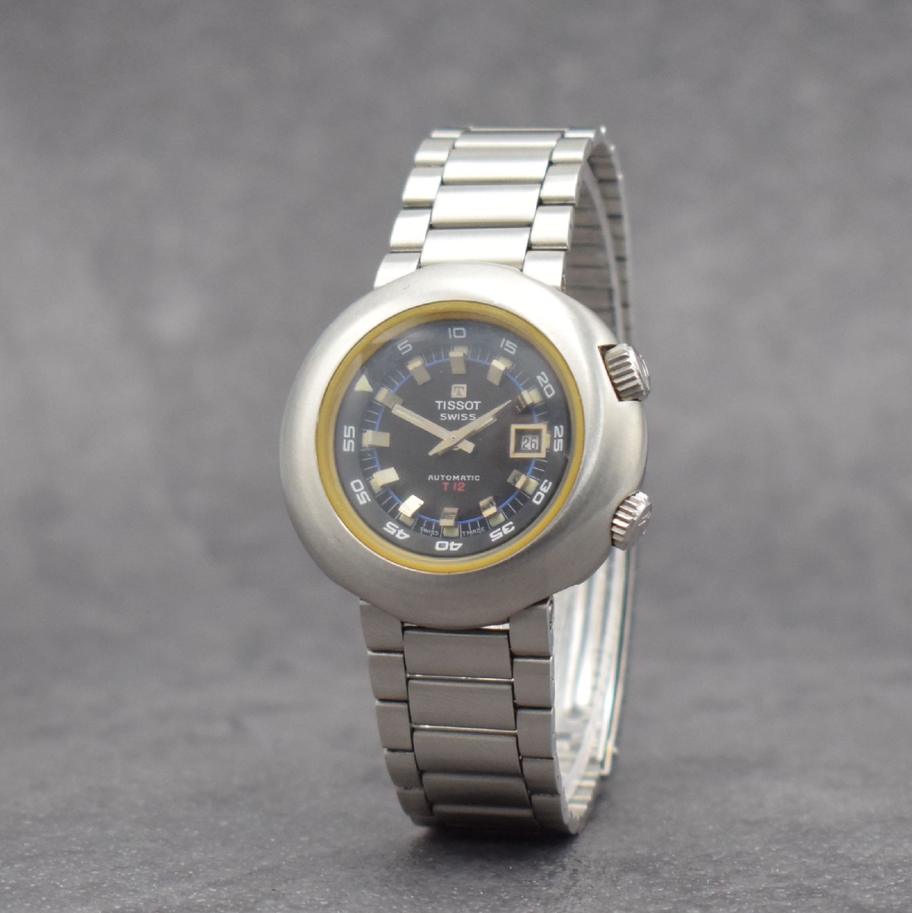 Detail b: TISSOT Damenarmbanduhr T12 an original Gay Freres Gliederband, Automatik, Schweiz um 1970, massiv Edelstahl inkl. Gliederband, bomb. Mineralgl., ...