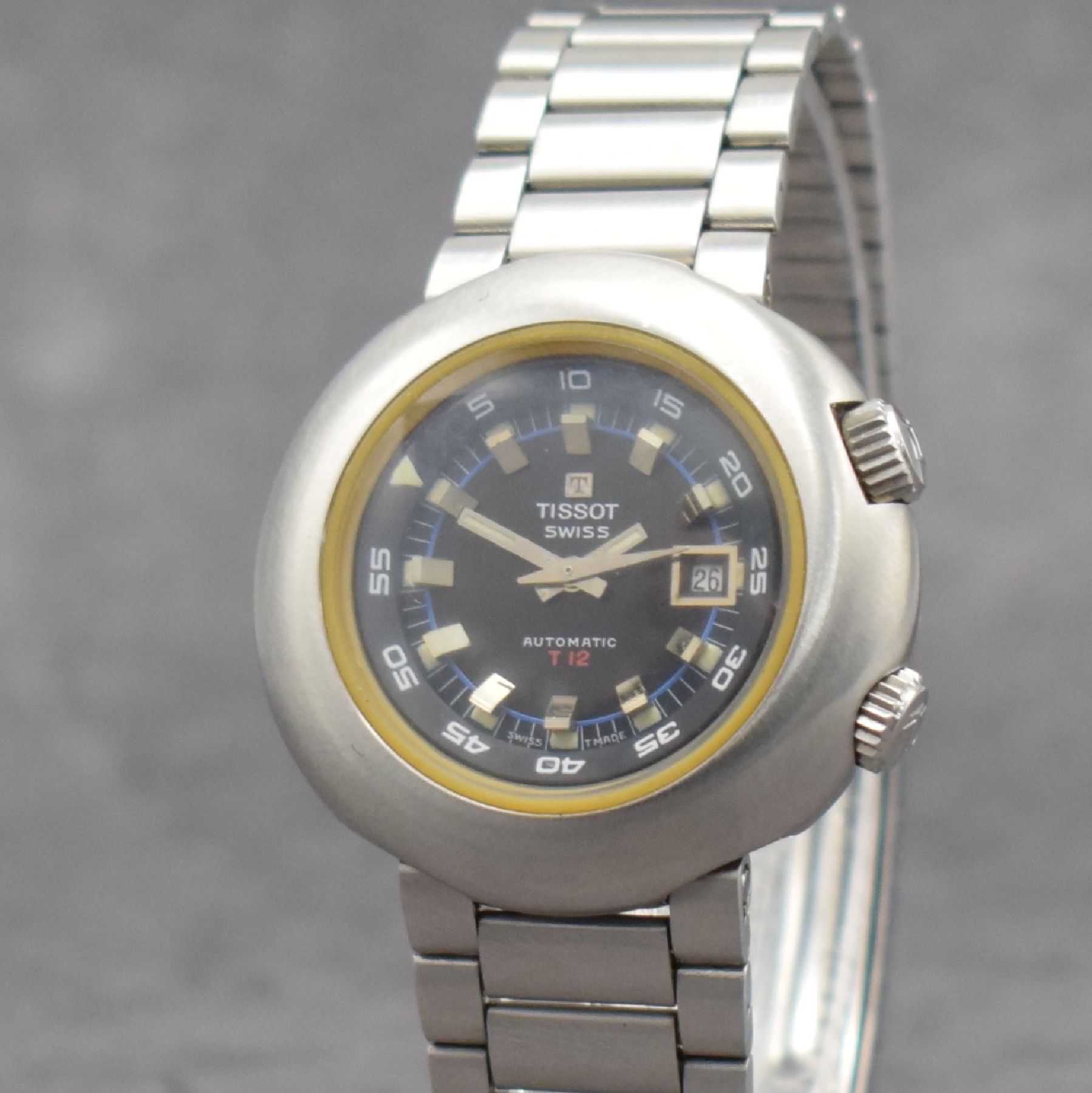Detail c: TISSOT Damenarmbanduhr T12 an original Gay Freres Gliederband, Automatik, Schweiz um 1970, massiv Edelstahl inkl. Gliederband, bomb. Mineralgl., ...