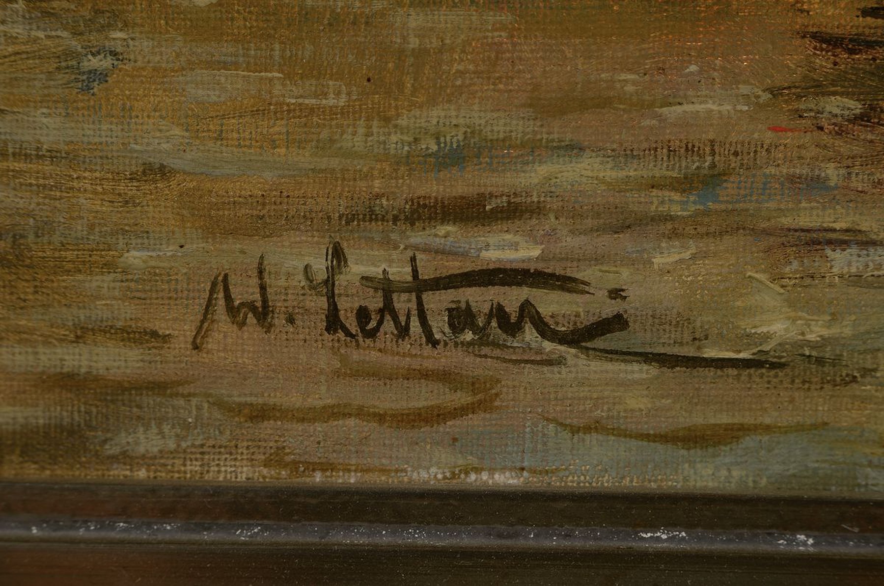 Detail a: W. Lettau, erste Hälfte 20. Jh., Blumenmarkt, Öl/Lwd, li. u. signiert, 50 x 65 cm, Rahmen