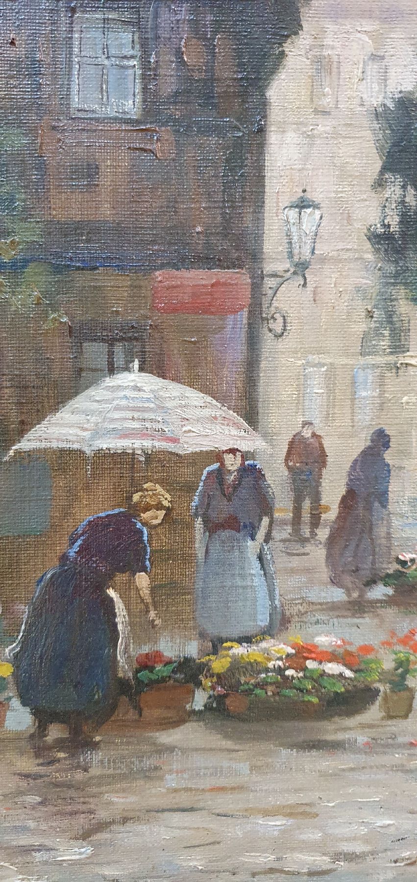 Detail c: W. Lettau, erste Hälfte 20. Jh., Blumenmarkt, Öl/Lwd, li. u. signiert, 50 x 65 cm, Rahmen