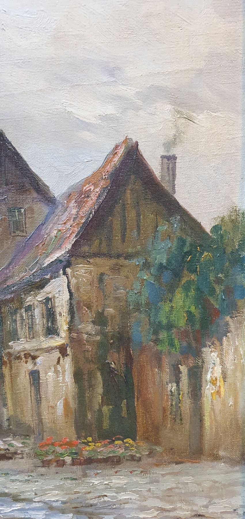 Detail d: W. Lettau, erste Hälfte 20. Jh., Blumenmarkt, Öl/Lwd, li. u. signiert, 50 x 65 cm, Rahmen
