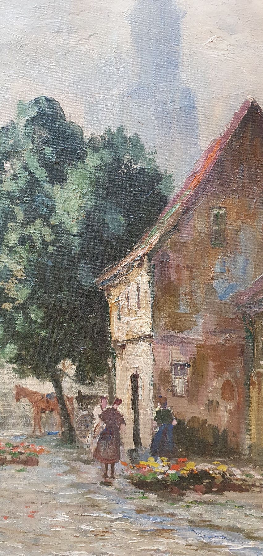 Detail e: W. Lettau, erste Hälfte 20. Jh., Blumenmarkt, Öl/Lwd, li. u. signiert, 50 x 65 cm, Rahmen