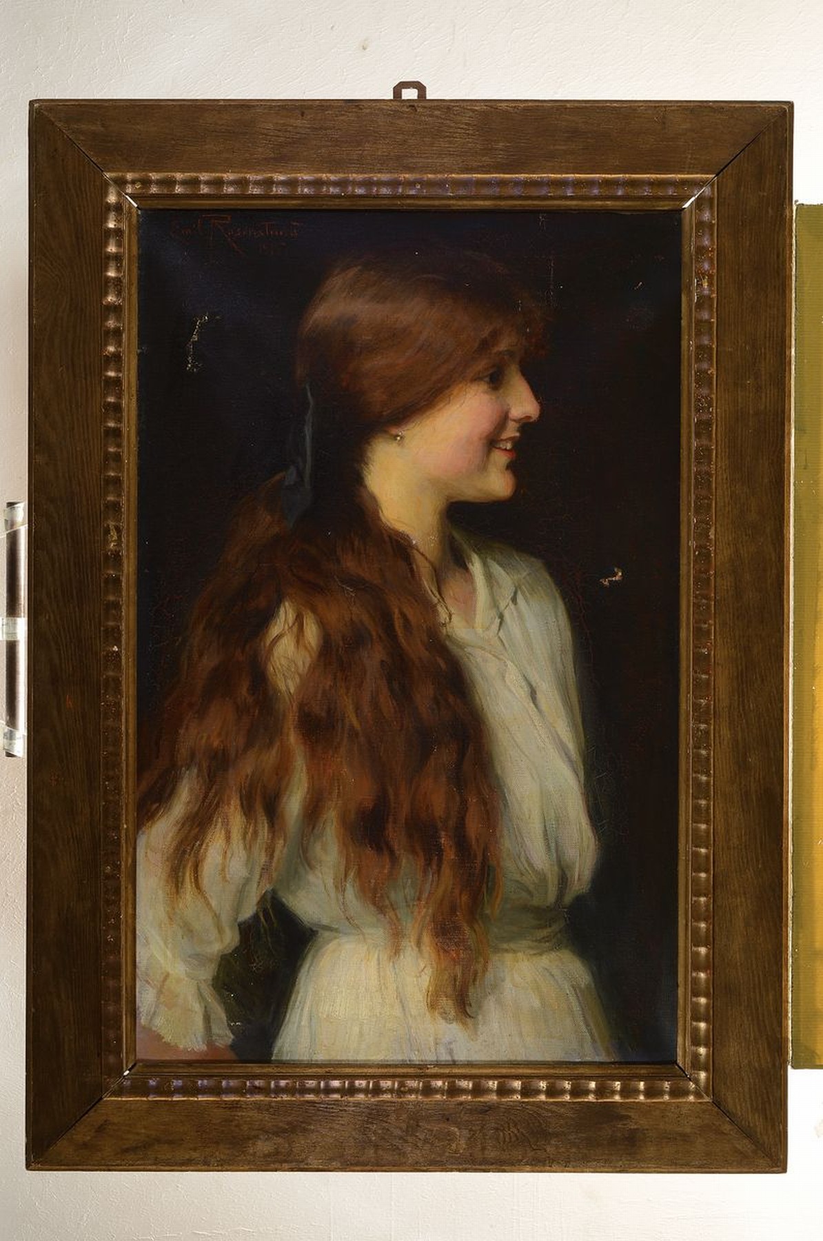 Detail k: Emil Rosenstand, 1859 Ausumgaard bis 1932 Dresden, Genremaler, bekannt für seinen lebhaften, leichten Genredarstellungen, hier: Porträt einer ...