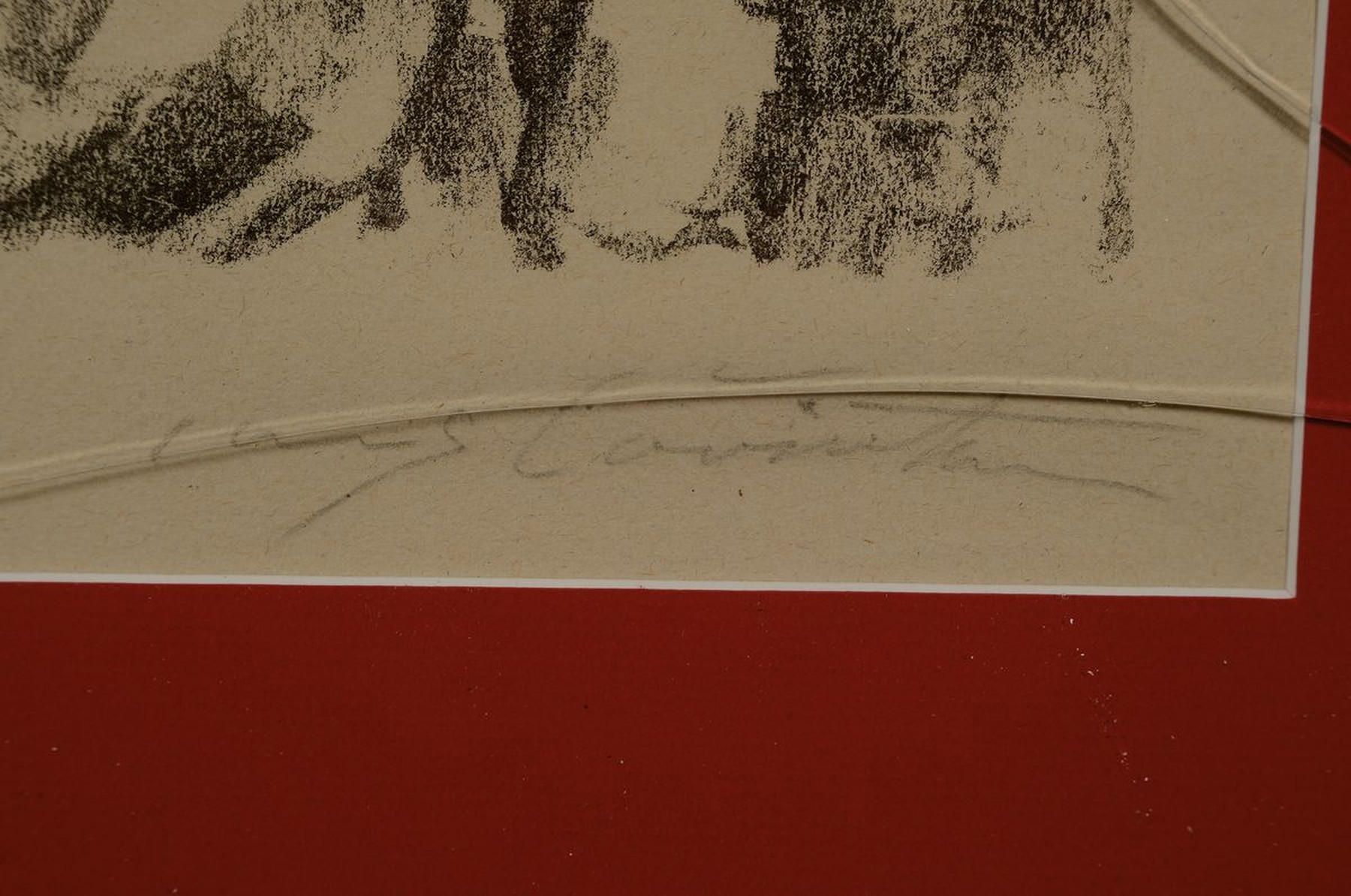Detail c: Lovis Corinth, 1858-1925, Heinrich VIII., Lithographie, handsigniert, ca. 35x24cm, PP, u.Gl., R. ca. 52x43cm, Glas gesprungen