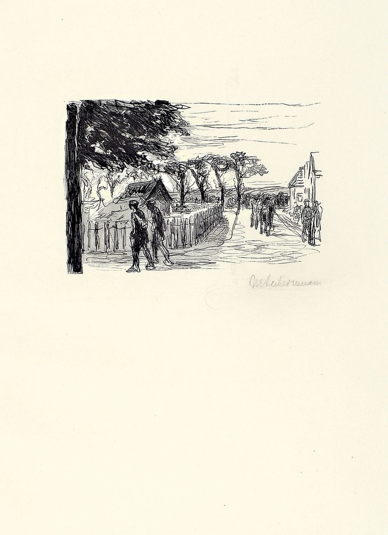 Max Liebermann, 1847-1935, Lithographie, rechts unten handsigniert, ca. 10x15cm, PP, u.Gl., R. ca. 53x43cm