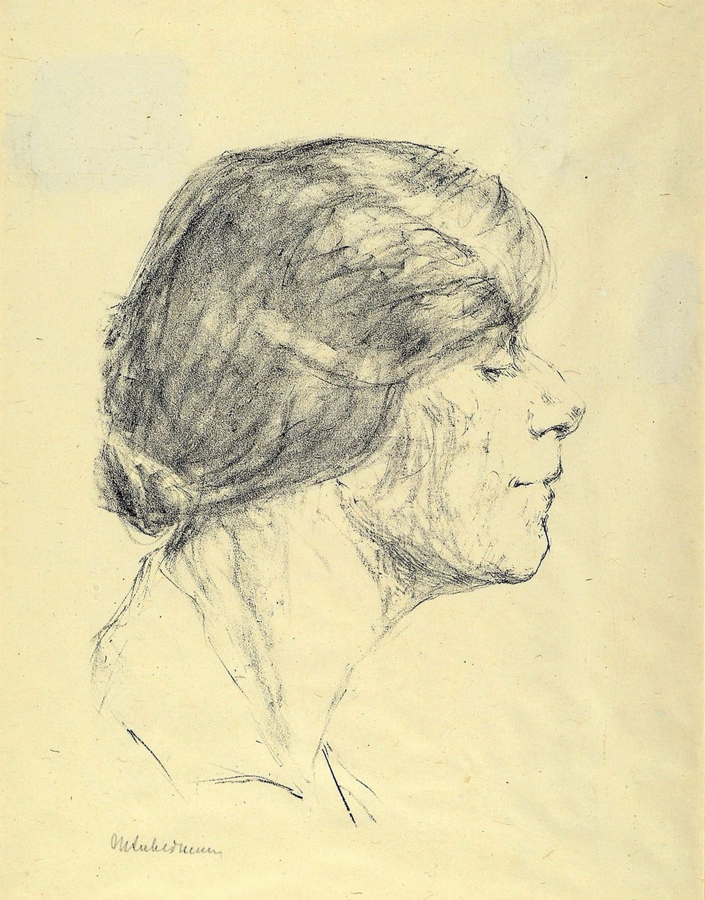 Max Liebermann, 1847-1935, Profilporträt, Lithographie, rechts unten handsigniert, ca. 26x16cm, PP, u.Gl., R. ca. 50x40cm