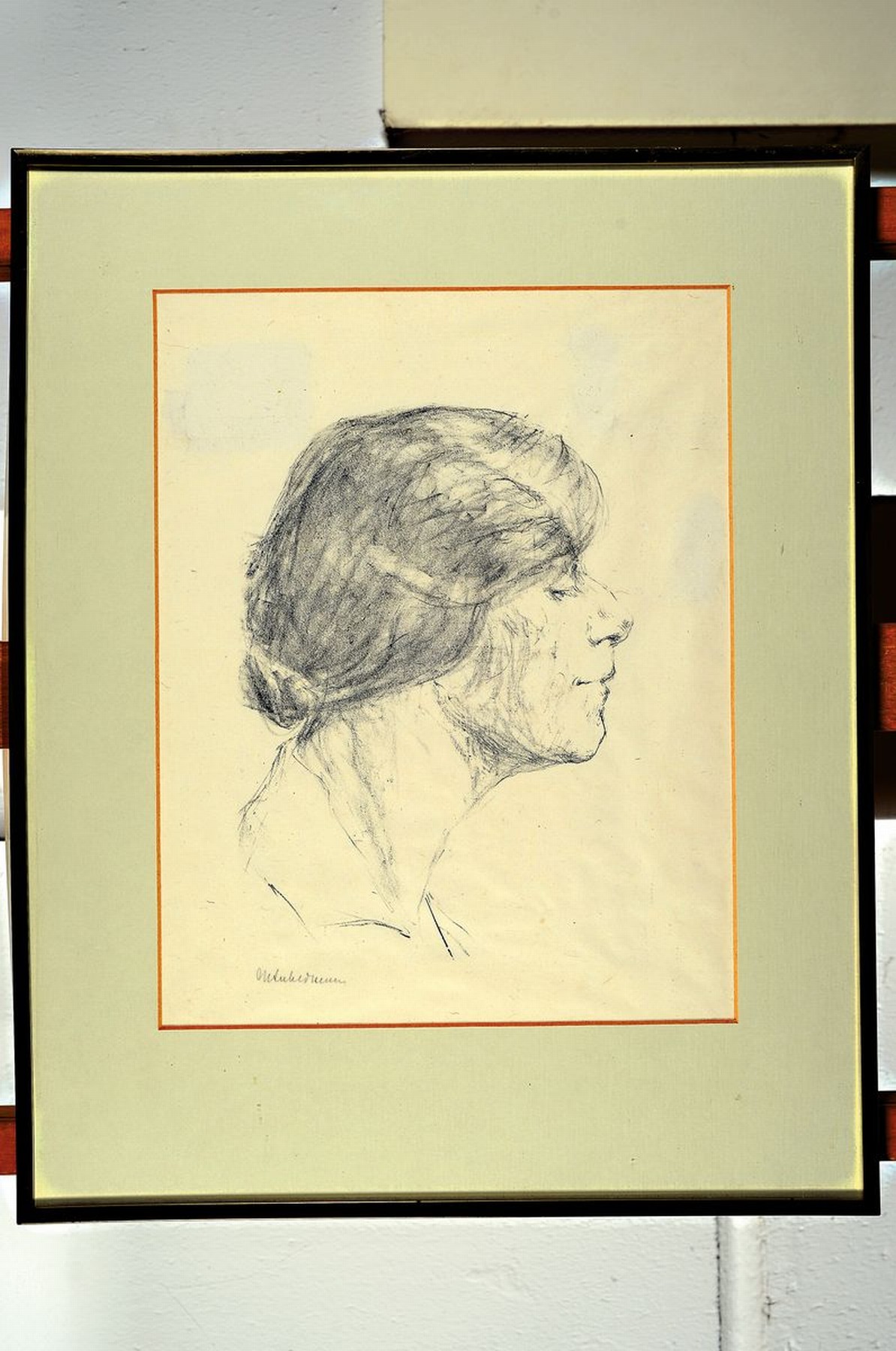 Detail k: Max Liebermann, 1847-1935, Profilporträt, Lithographie, rechts unten handsigniert, ca. 26x16cm, PP, u.Gl., R. ca. 50x40cm