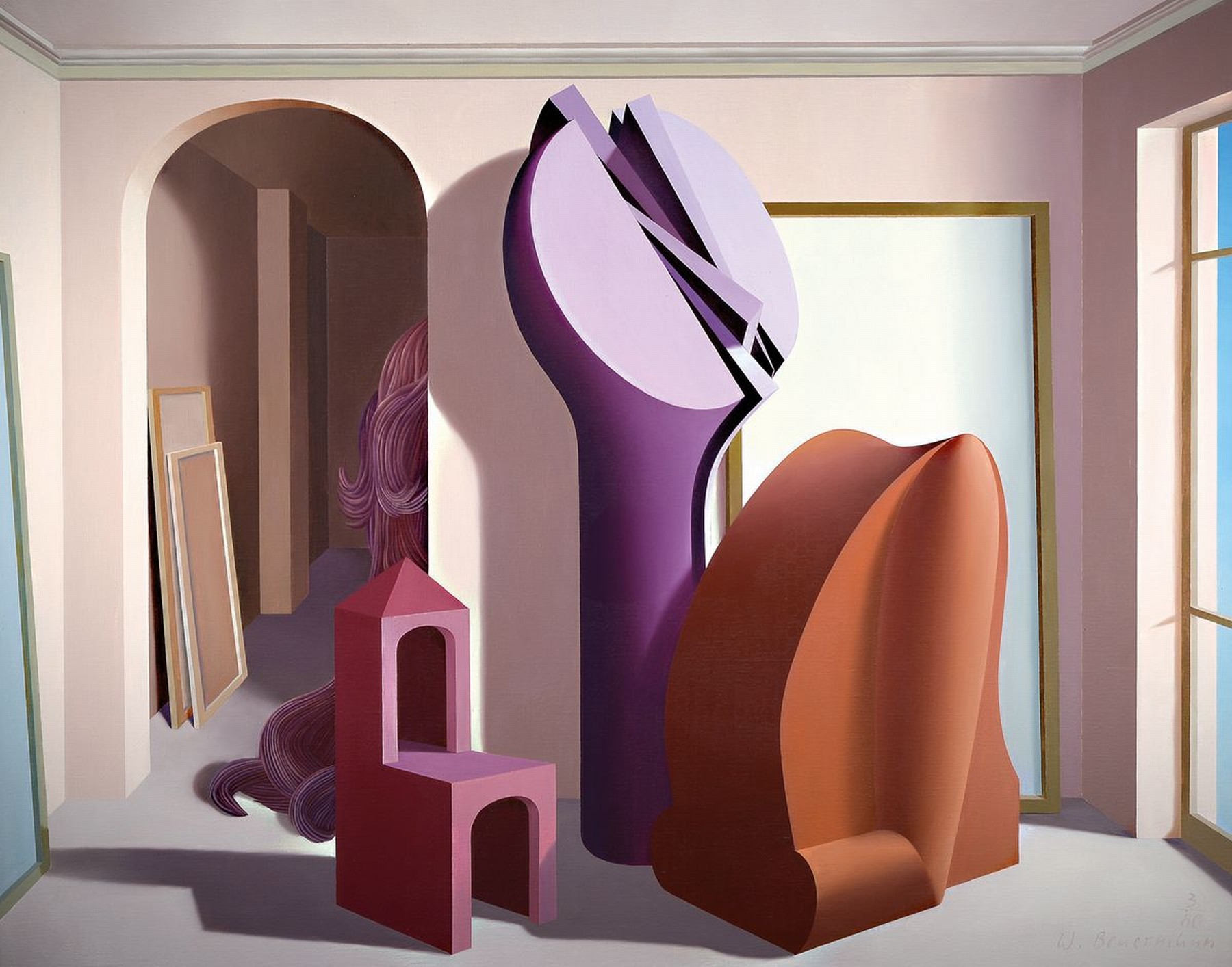 Wilhelm Beuermann, 1937-2006, "Gäste im Atelier", Öl/Lwd, re. unten sign., num.3/80 R. ca.103x130 cm