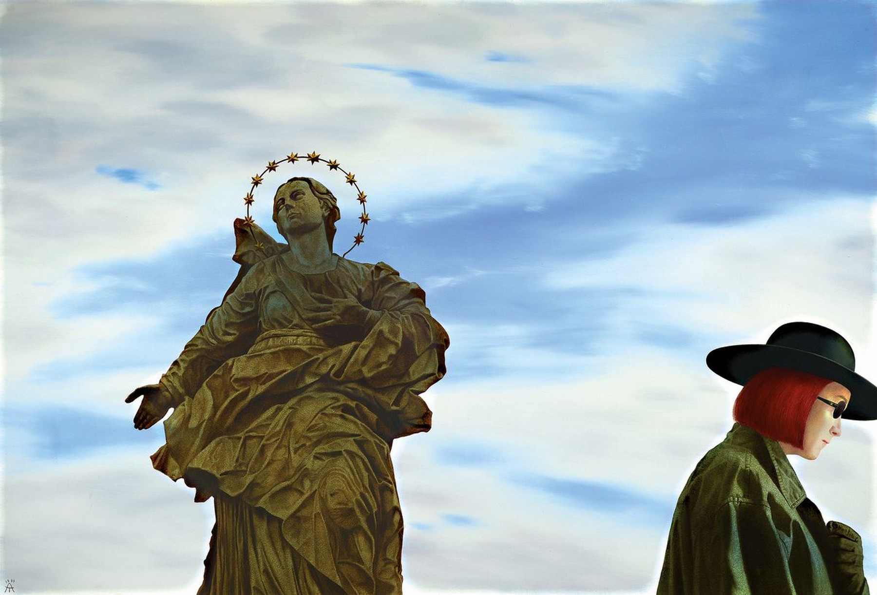 Alexander Timofeev, geb. 1971, "Brücken-heilige", Öl/Lwd, verso sign., dat. 1999, R. gesamt ca. 76x110 cm