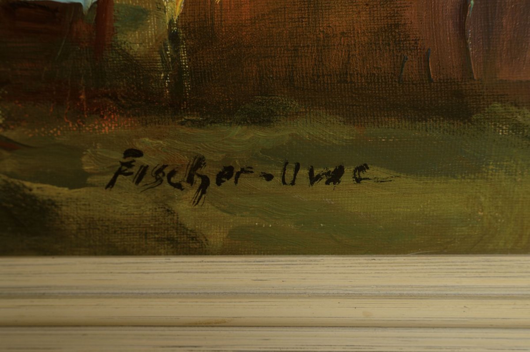 Detail a: Bruno Fischer-Uwe, 1915 Lothringen-1992 Worpswede, Windmühle hinter Bäumen, Öl/Lwd, rechts unten signiert, ca. 60x80cm, R. ca. 71x91cm