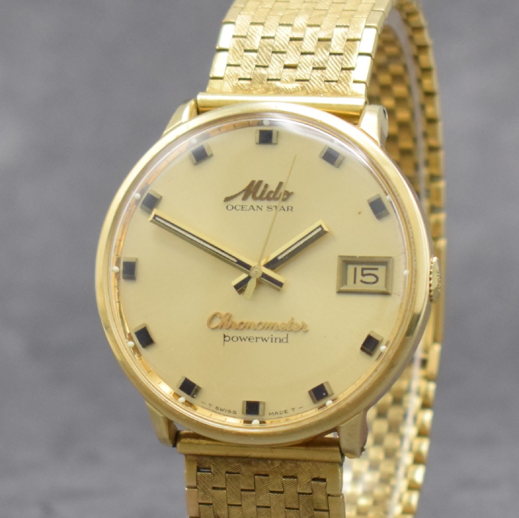 Detail c: MIDO Chronometer Ocean Star seltene Herrenarmbanduhr in GG 585/000 im F B Gehäuse, Schweiz um 1970, Automatik, Ref. 5047, Monocoque-Geh., gold. ...