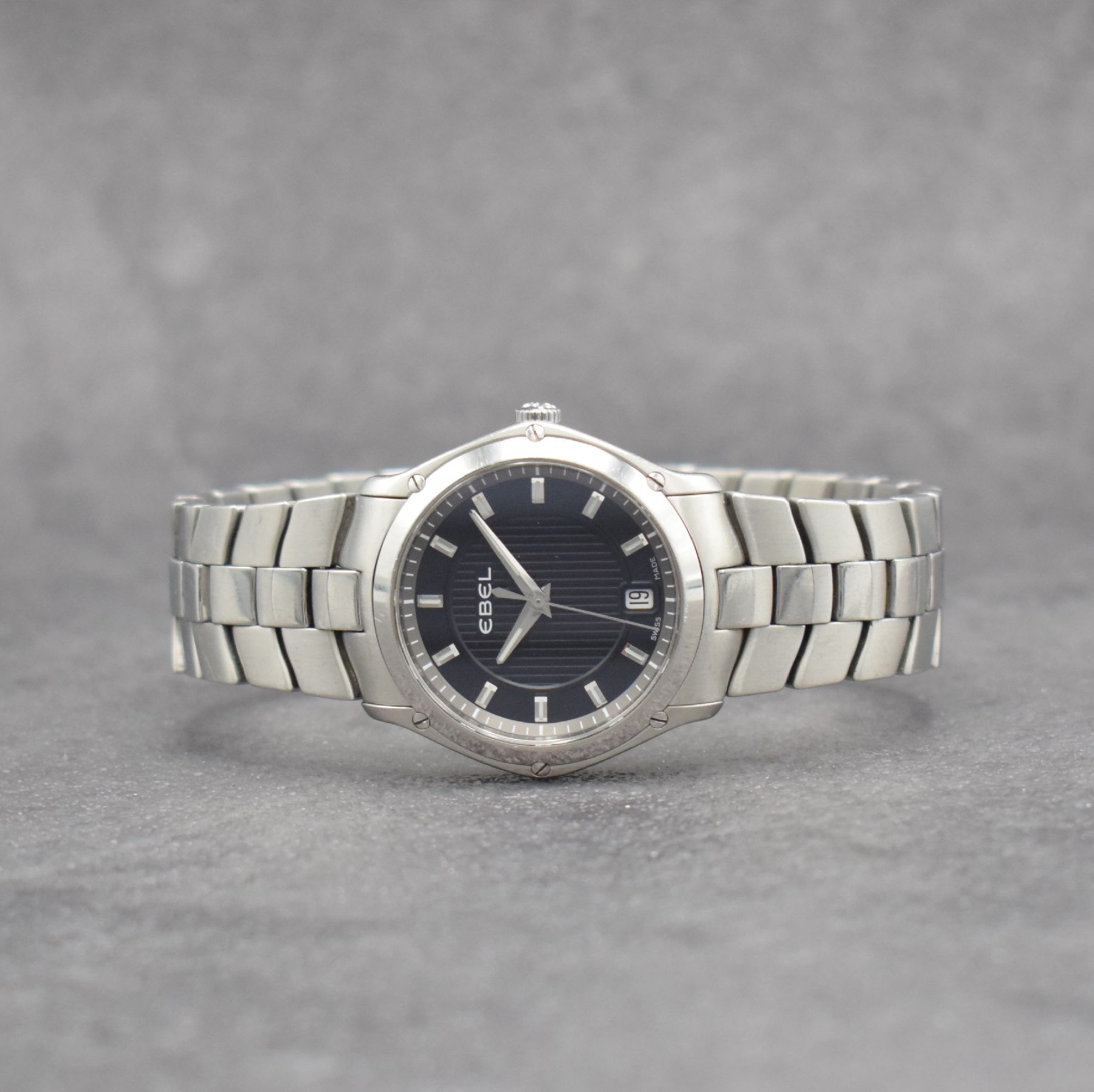 EBEL Classic Sport Damenarmbanduhr, quarz, Ref. E9954Q31, Edelstahlgeh. inkl. Gliederband m. dopp. Faltschl., schwarzes Zifferbl. m. aufges. ...