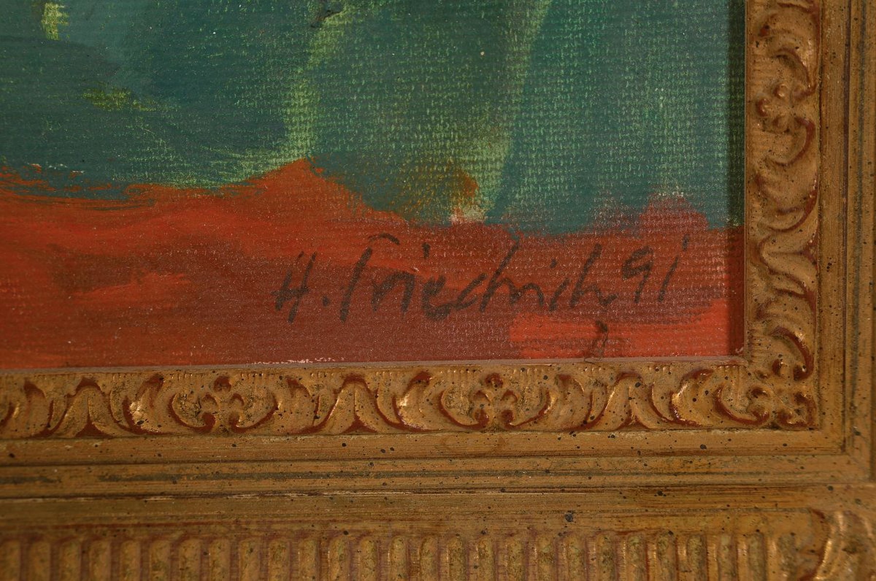 Detail a: Heinz Friedrich, 1924-2018 Schwetzingen, liegender weiblicher Akt, Öl/Lwd, rechts unten signiert und dat. 91, ca. 24x30cm, R. ca. 30x41cm