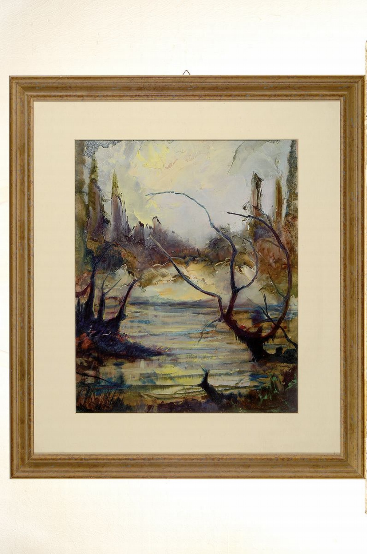 Detail k: Karl Philipp Spitzer, 1887-1954 Speyer, Altrheinlandschaft, Öl/Papier, links unten signiert, ca. 45x37cm, PP, u.Gl., R. ca. 67x58cm