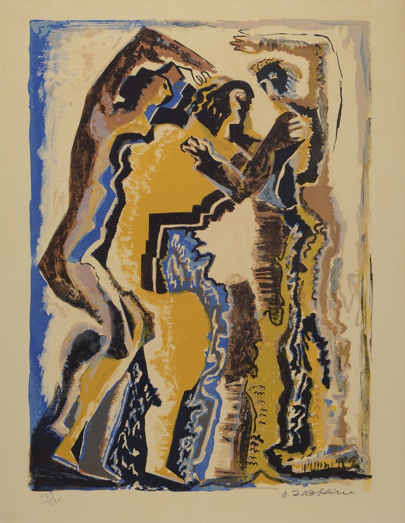 Ossip Zadkine, 1890-1967, Farblithographie, handsigniert und num. 159/220, leicht gebräunt, ca. 57x42cm, u.Gl., R. ca. 78x60cm
