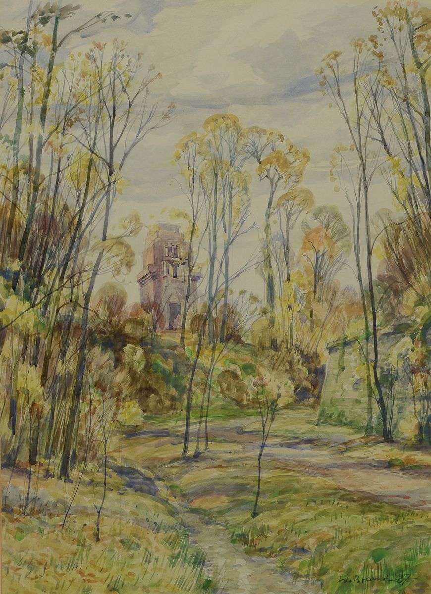 Werner Brand, geb. 1933 Löbau, Landschaft, Aquarell, signiert, ca. 54 x 38 cm, unter Glas, Rahmen