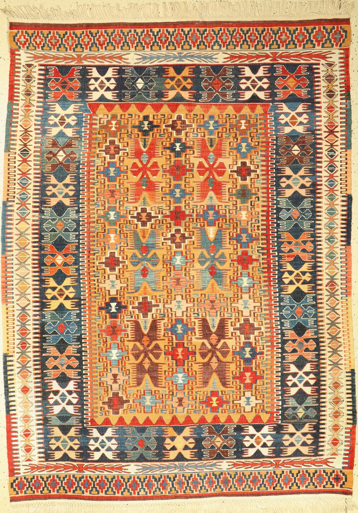 Ghaschgai Kelim, Persien, ca. 50 Jahre, Wolle auf Wolle, ca. 213 x 153 cm, EHZ: 2