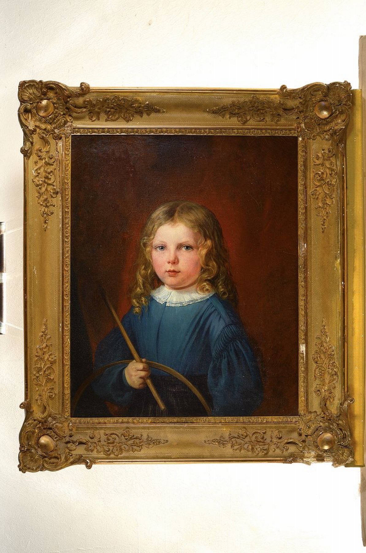 Detail k: Cellevre, Jean Baptiste, Porträt eines Mädchen, Öl/Lwd, doubliert, rechts unten signiert und datiert 1838, partiell mit feinen Krakeluren, ca. ...