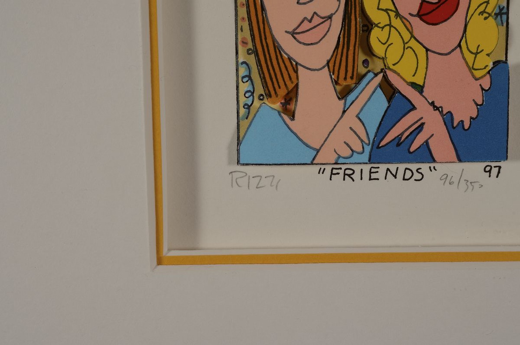 Detail a: James Rizzi, 1950-2011, 3D-Konstruktion, "Friends", handsign., num. 96/350, dat. 97, unter Glas gerahmt, ca. 28x26 cm