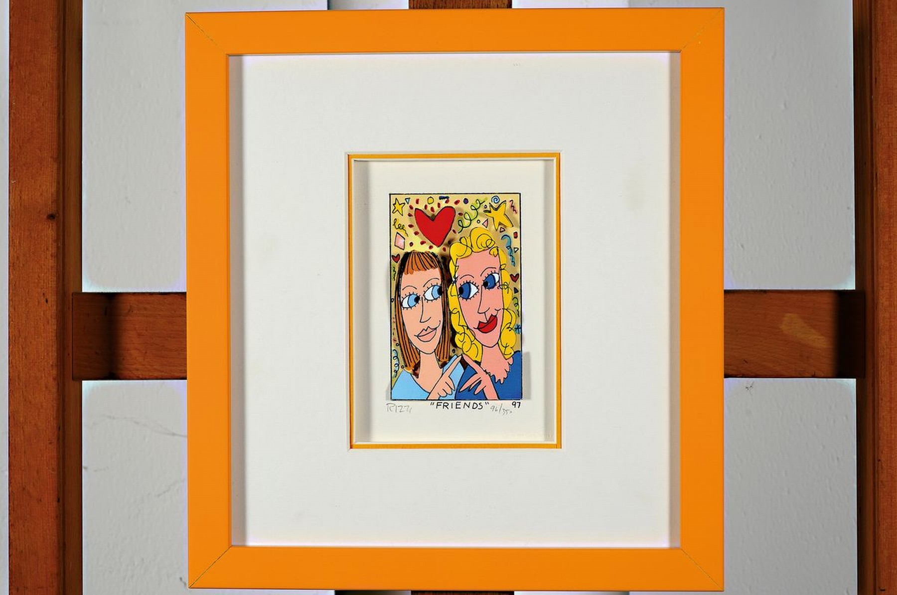 Detail k: James Rizzi, 1950-2011, 3D-Konstruktion, "Friends", handsign., num. 96/350, dat. 97, unter Glas gerahmt, ca. 28x26 cm