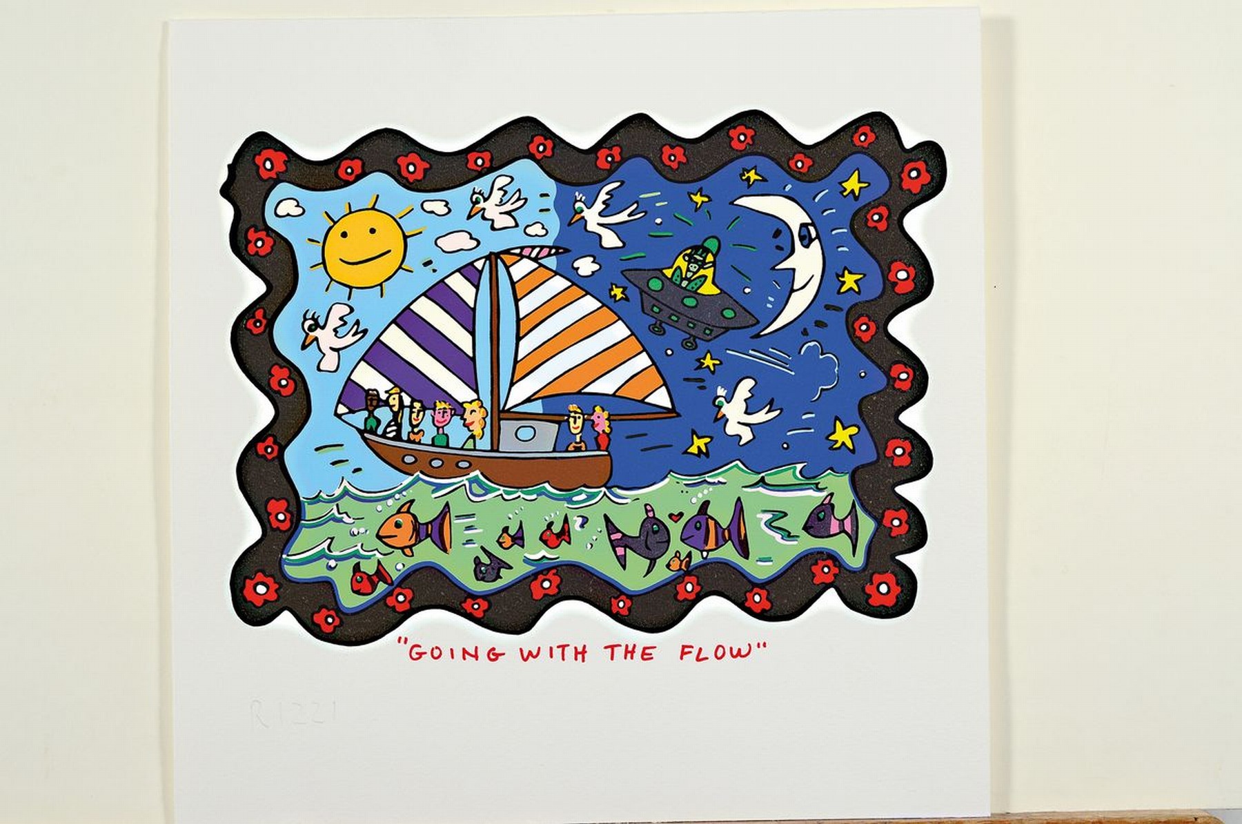Detail k: James Rizzi,1950-2011, Farblithographie, "Going with the Flow", sign., ca. 30x30 cm