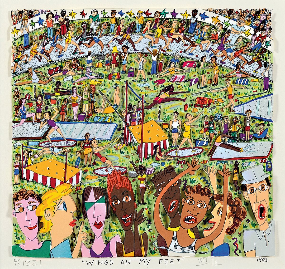 James Rizzi, 1950-2011, 3D-Konstruktion, "Wings on my Feet", handsign., num., dat. 1992 , unter Glas gerahmt, gesamt ca. 38,5x39,5 cm