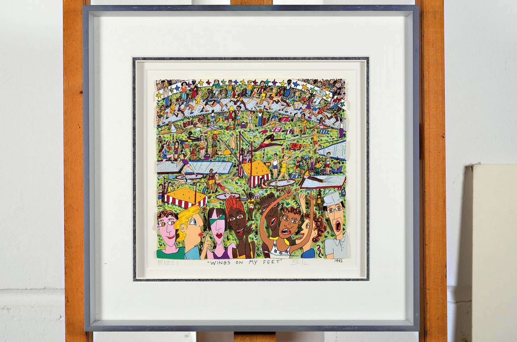 Detail k: James Rizzi, 1950-2011, 3D-Konstruktion, "Wings on my Feet", handsign., num., dat. 1992 , unter Glas gerahmt, gesamt ca. 38,5x39,5 cm