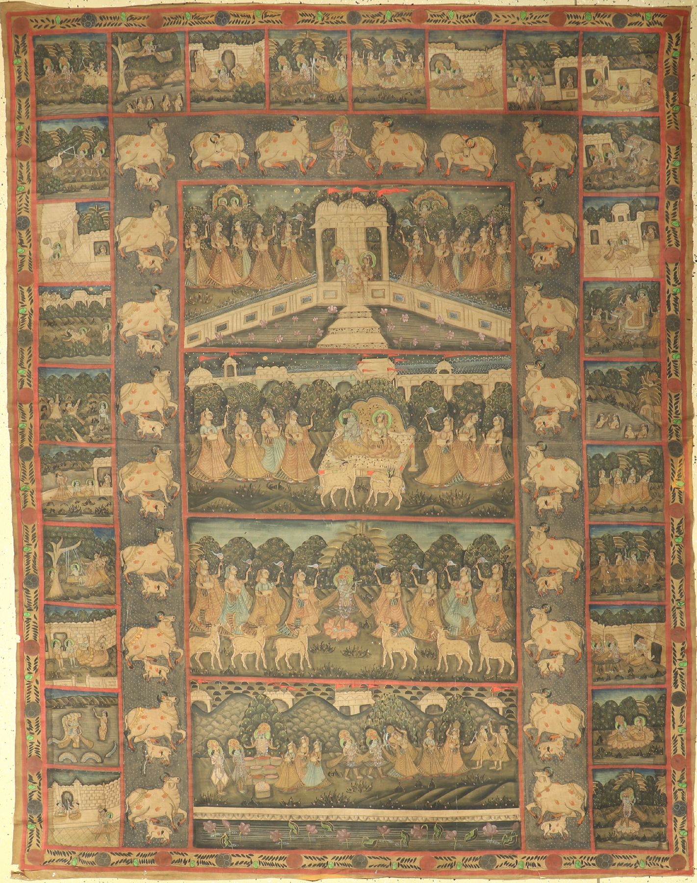 Stoffmalerei aus Indien, (Mahabharata Geschichte, 19.Jhd, Mahabharata ist das bekannteste indische Epos das erstmals zwischen 400v.Chr und 400n.Chr ...