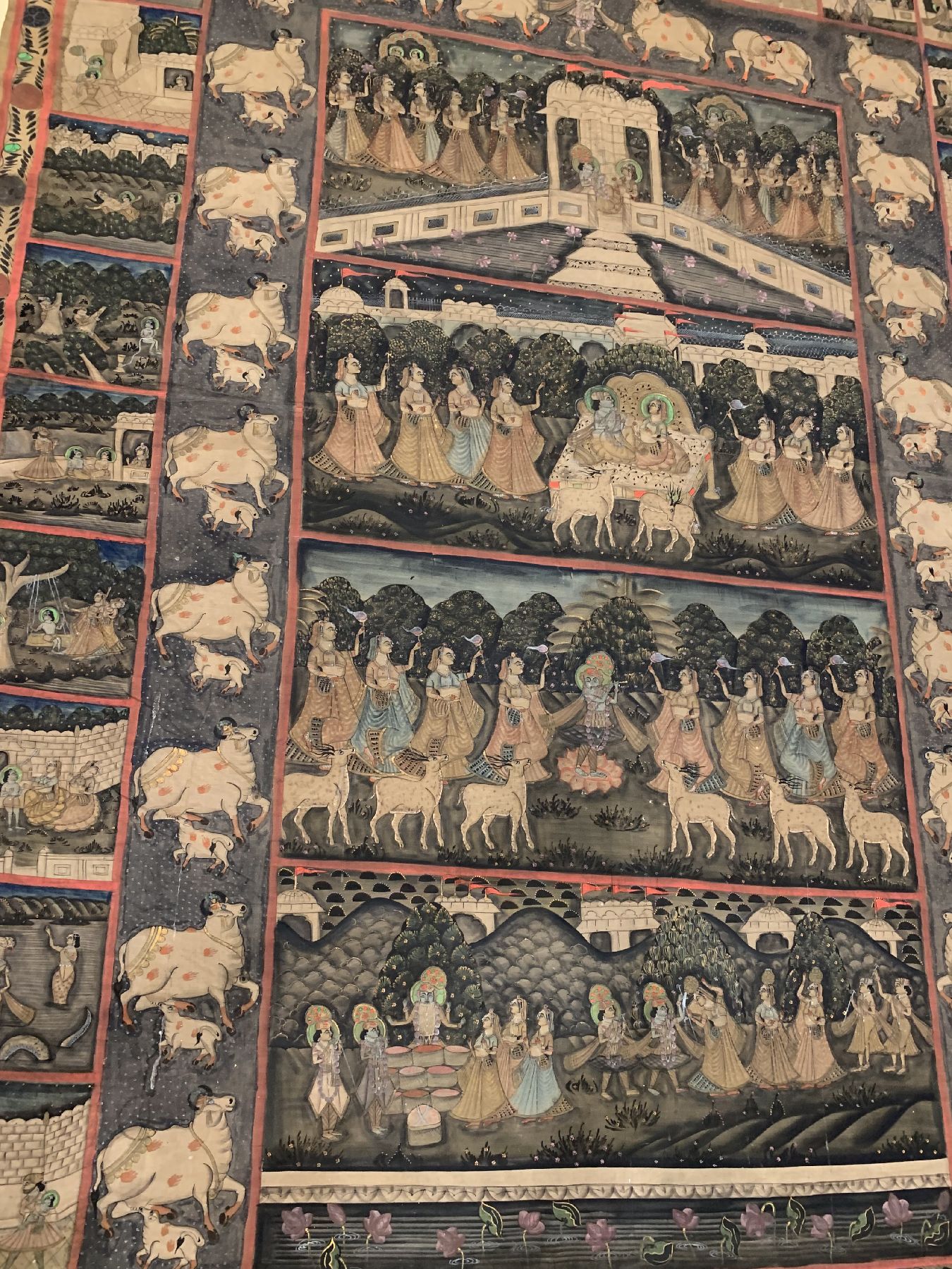 Detail a: Stoffmalerei aus Indien, (Mahabharata Geschichte, 19.Jhd, Mahabharata ist das bekannteste indische Epos das erstmals zwischen 400v.Chr und 400n.Chr ...