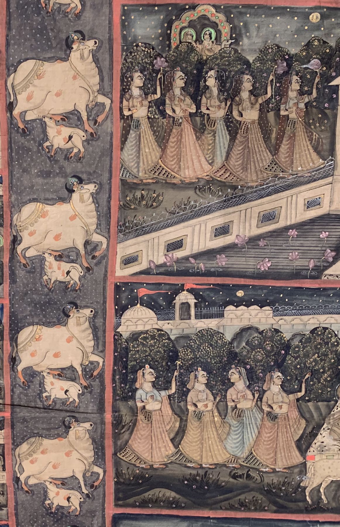 Detail c: Stoffmalerei aus Indien, (Mahabharata Geschichte, 19.Jhd, Mahabharata ist das bekannteste indische Epos das erstmals zwischen 400v.Chr und 400n.Chr ...