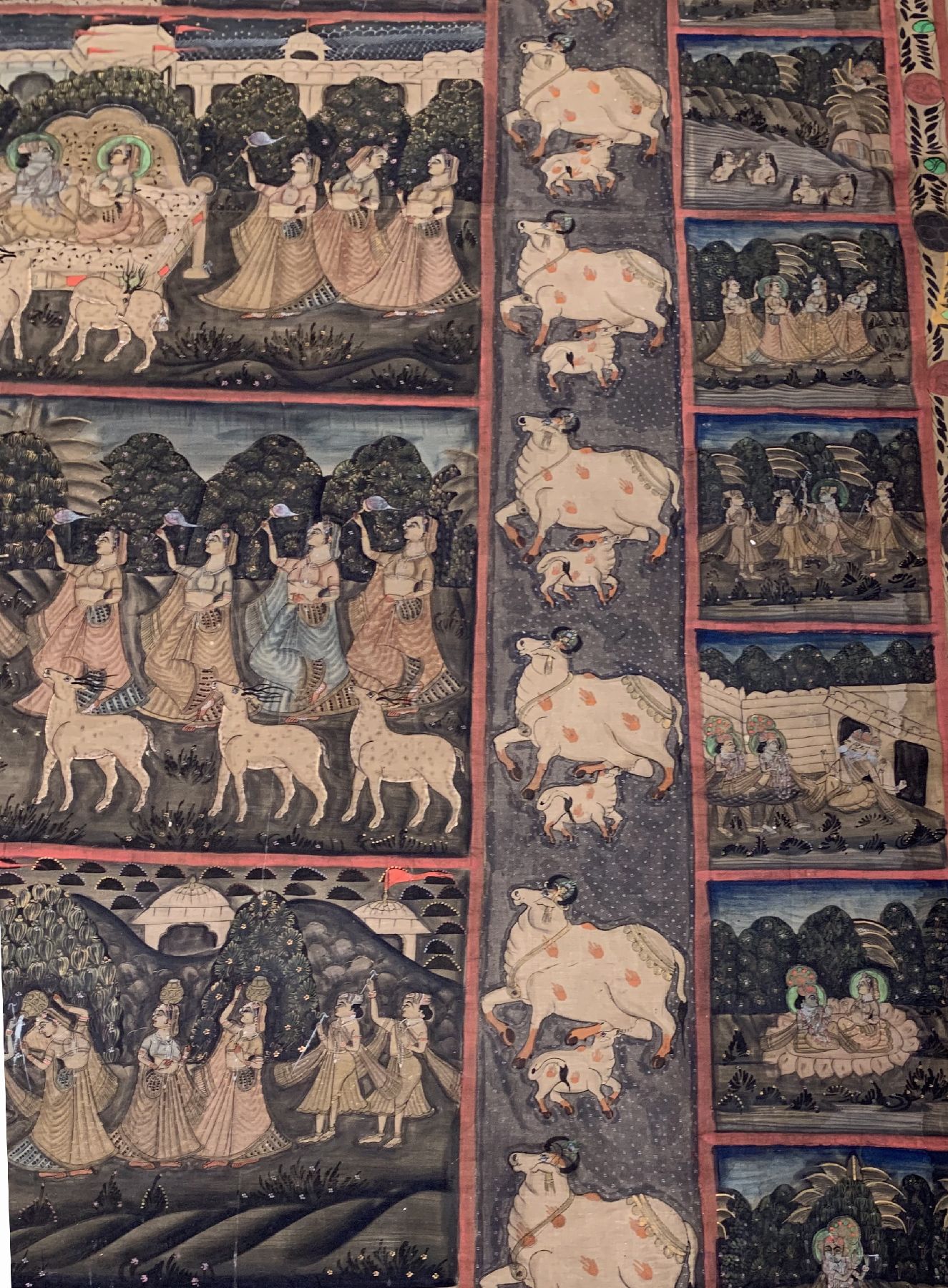 Detail d: Stoffmalerei aus Indien, (Mahabharata Geschichte, 19.Jhd, Mahabharata ist das bekannteste indische Epos das erstmals zwischen 400v.Chr und 400n.Chr ...