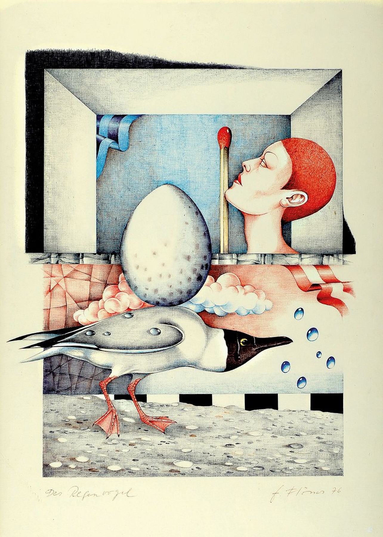 Detail g: Gerd Flösser, 1936 - 2000 Gorxheimertal, zwei Werke: a. Öl/Lwd, "Abflug", signiert, rückseitig betitelt und nochmals signiert und dat. ...