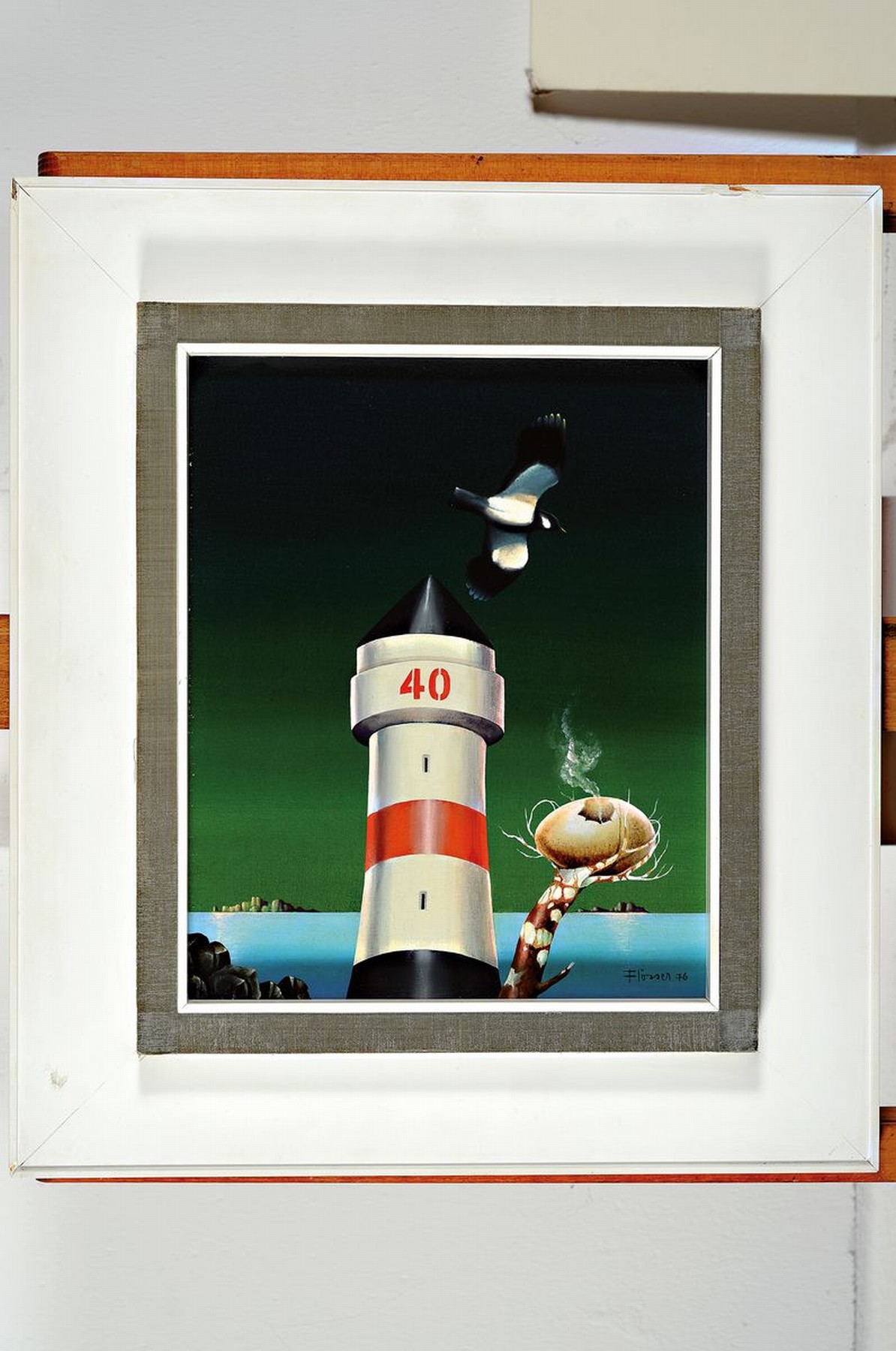 Detail k: Gerd Flösser, 1936 - 2000 Gorxheimertal, zwei Werke: a. Öl/Lwd, "Abflug", signiert, rückseitig betitelt und nochmals signiert und dat. ...