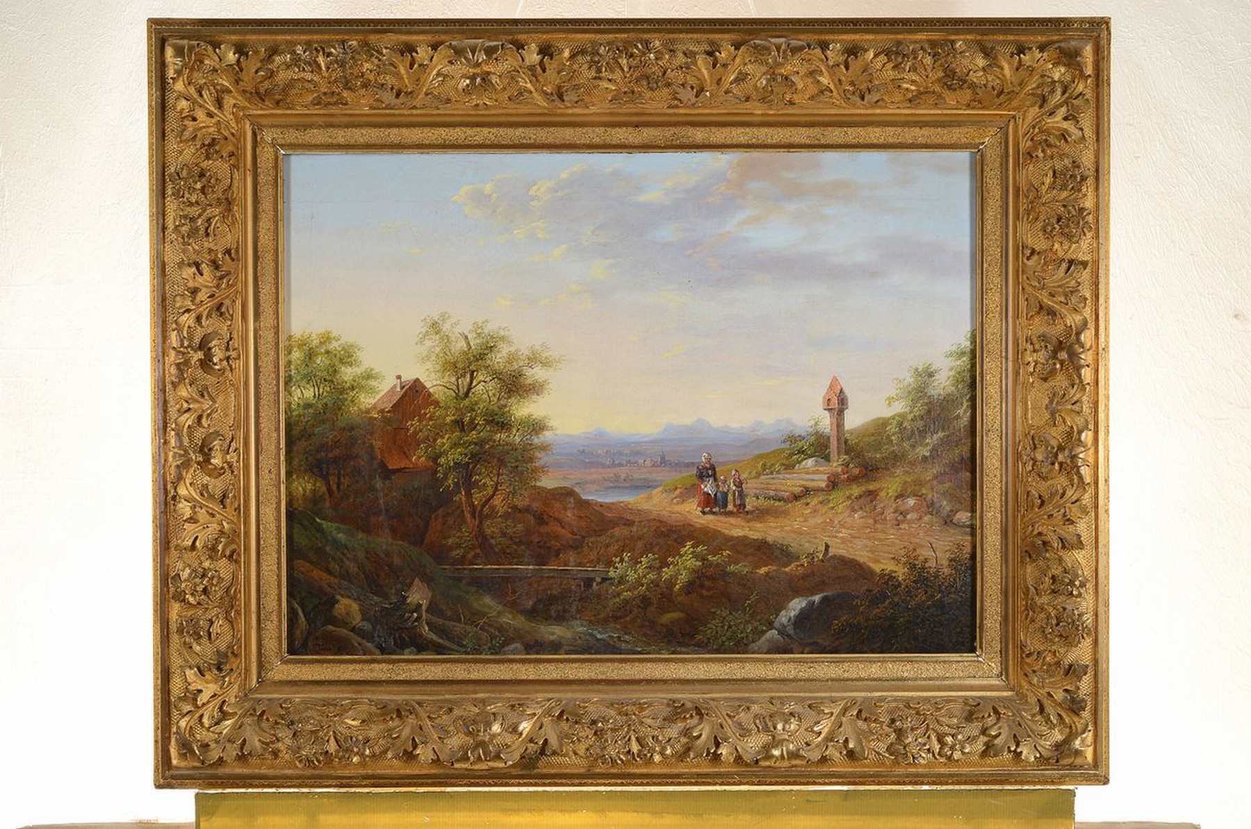 Detail k: M.R. Torna oder Toina, Spätromantiker um 1860, italienische Landschaft mit Personen, qualitätvolle Malerei, Öl/Lwd, li. unten signiert, 45 x 62 ...