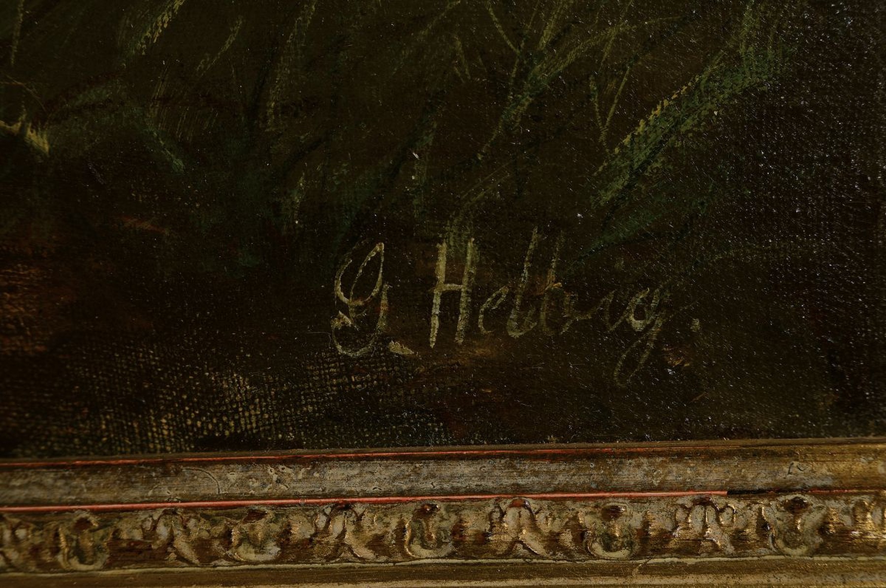 Detail a: G. Helbig, Mitte 20. Jh., Buchenwald auf Rügen, Öl/Lwd, re. u. signiert, auf Schildchen betitelt, ca. 76 x 52 cm, Rahmen