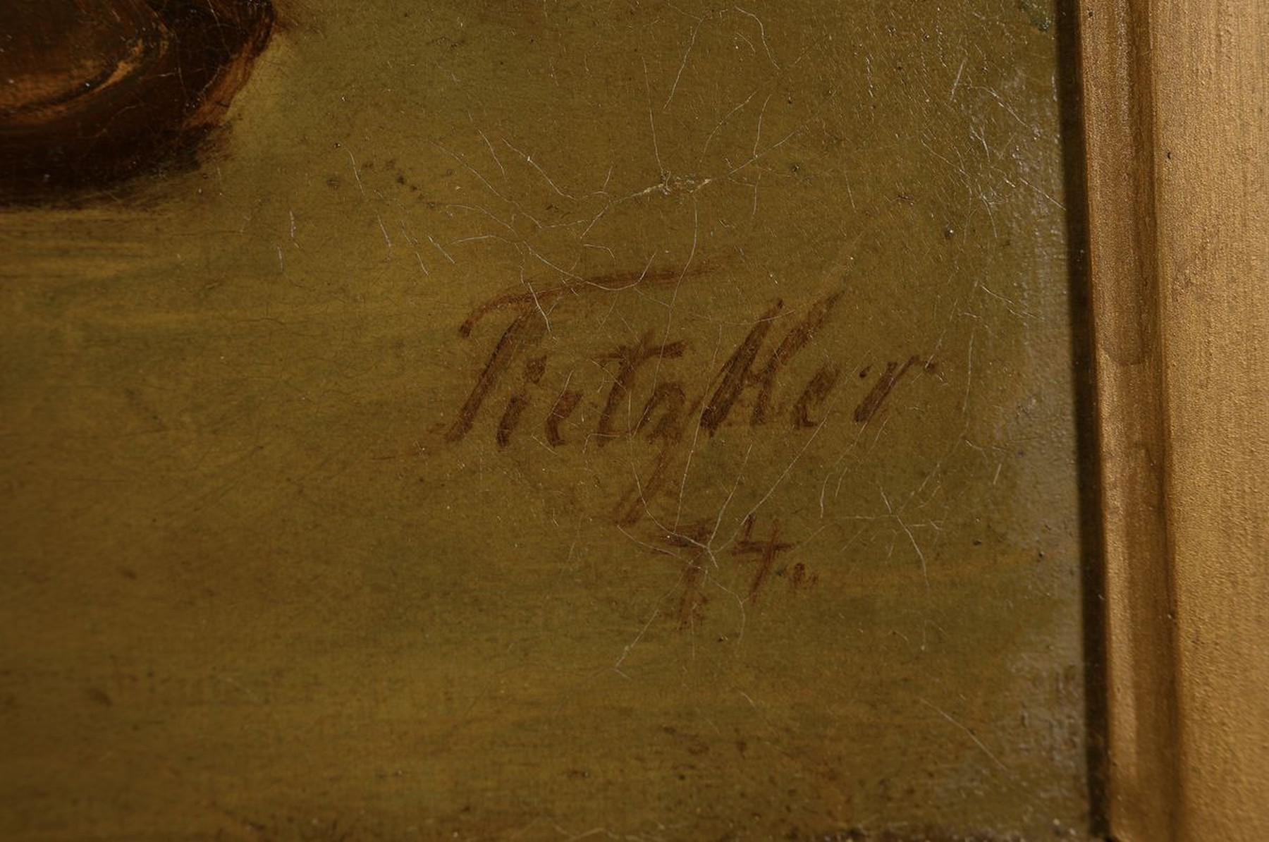 Detail a: Tietzker, 2. Hälfte 19. Jh., Südländer mit Pfeife, Öl/Lwd, re. unten signiert, altersbedingt krakeliert, l. rest., parkettiert, ca. 50 x 34 cm, ...