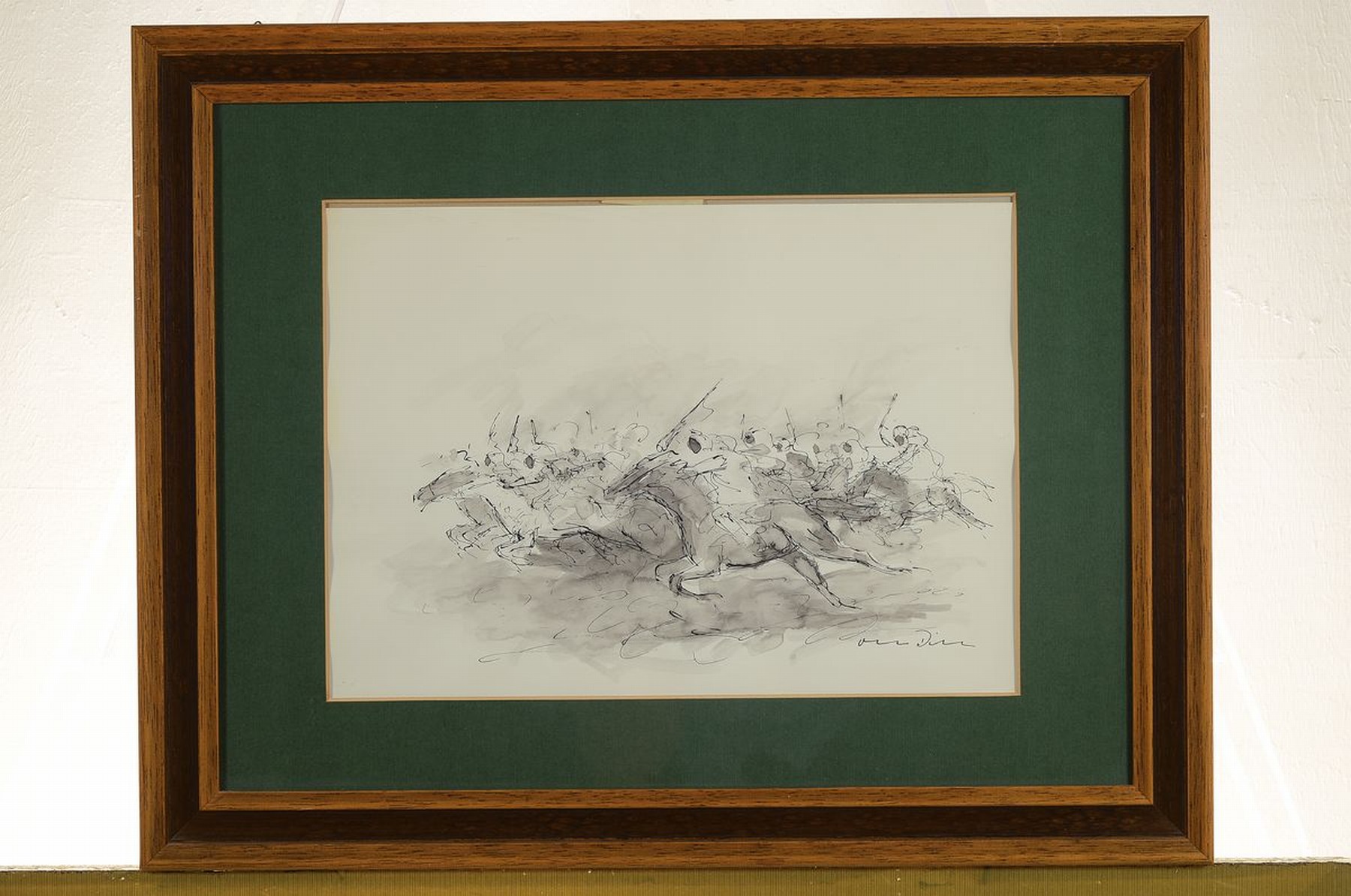 Detail k: Otto Dill, 1884 Neustadt- 1957 Bad Dürkheim, arabische Reiter, Tuschezeichnung aquarelliert, signiert, ca. 27 x 37 cm, unter Glas, Rahmen