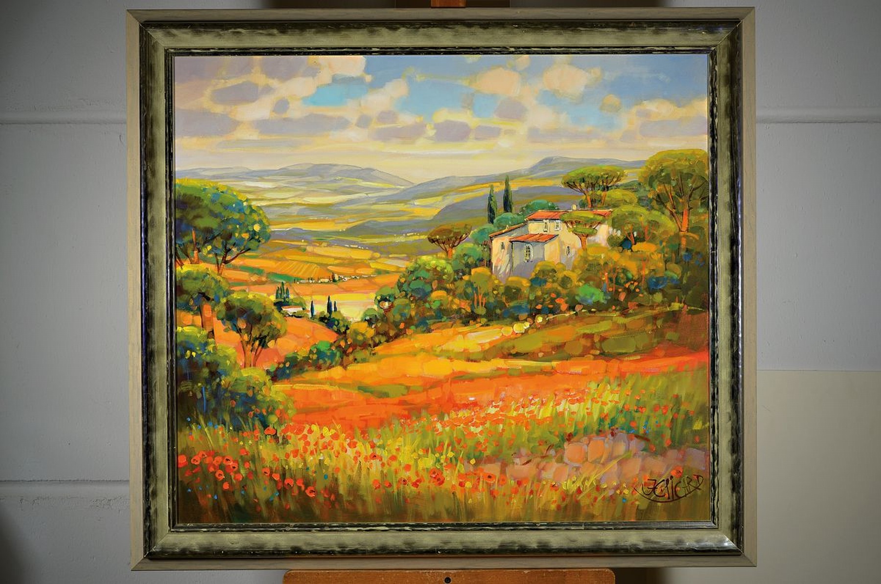 Detail k: Jean -Claude Picard, geb. 1940, lebt und arbeitet in Mallorca, Toskanische Landschaft, Öl/Lwd, rechts unten signiert JC Picard, ca. 70x80cm, R. ca. ...
