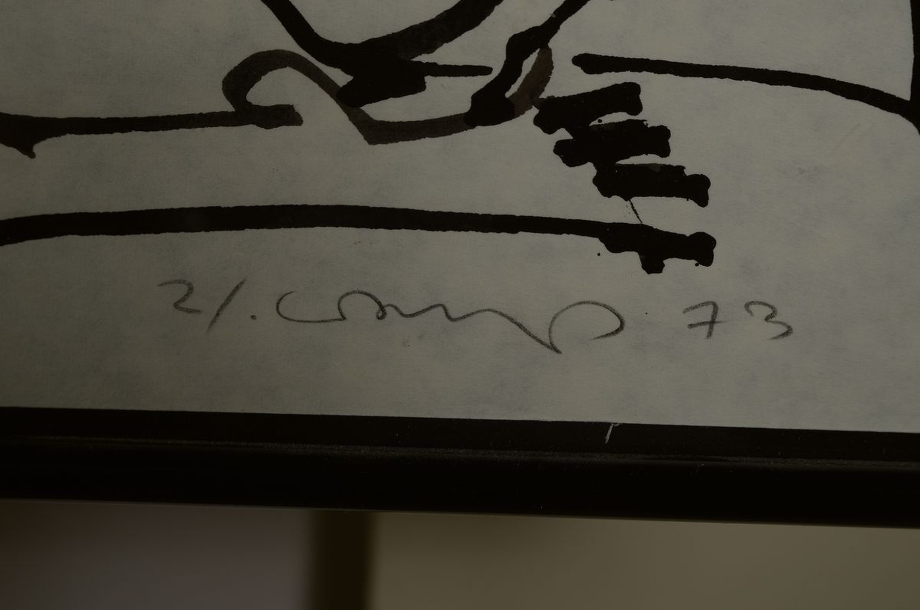 Detail c: Walter Naß, 1927 Mainz-1986 Darmstadt, 2 Lithographien: , betitelt, signiert und dat. 73, ca. 68x100cm, Kleber-spuren in den Ecken, u.Gl., R., ...