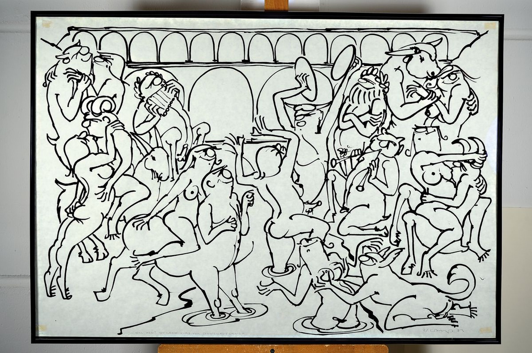 Detail q: Walter Naß, 1927 Mainz-1986 Darmstadt, 2 Lithographien: , betitelt, signiert und dat. 73, ca. 68x100cm, Kleber-spuren in den Ecken, u.Gl., R., ...