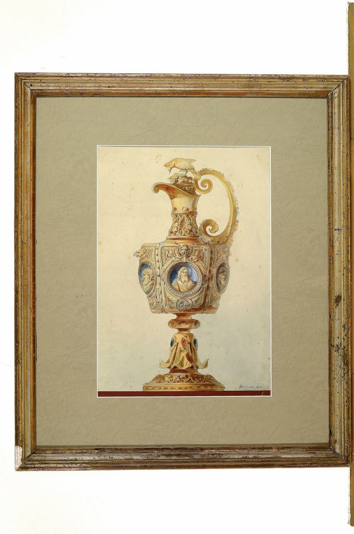 Detail k: A. Boeheim, Maler des ausgehenden 19. Jh., Aquarell eines Apostelkruges, Aquarell auf Papier, rechts unten signiert, ca. 37x25cm, PP, u.Gl., R. ca. ...