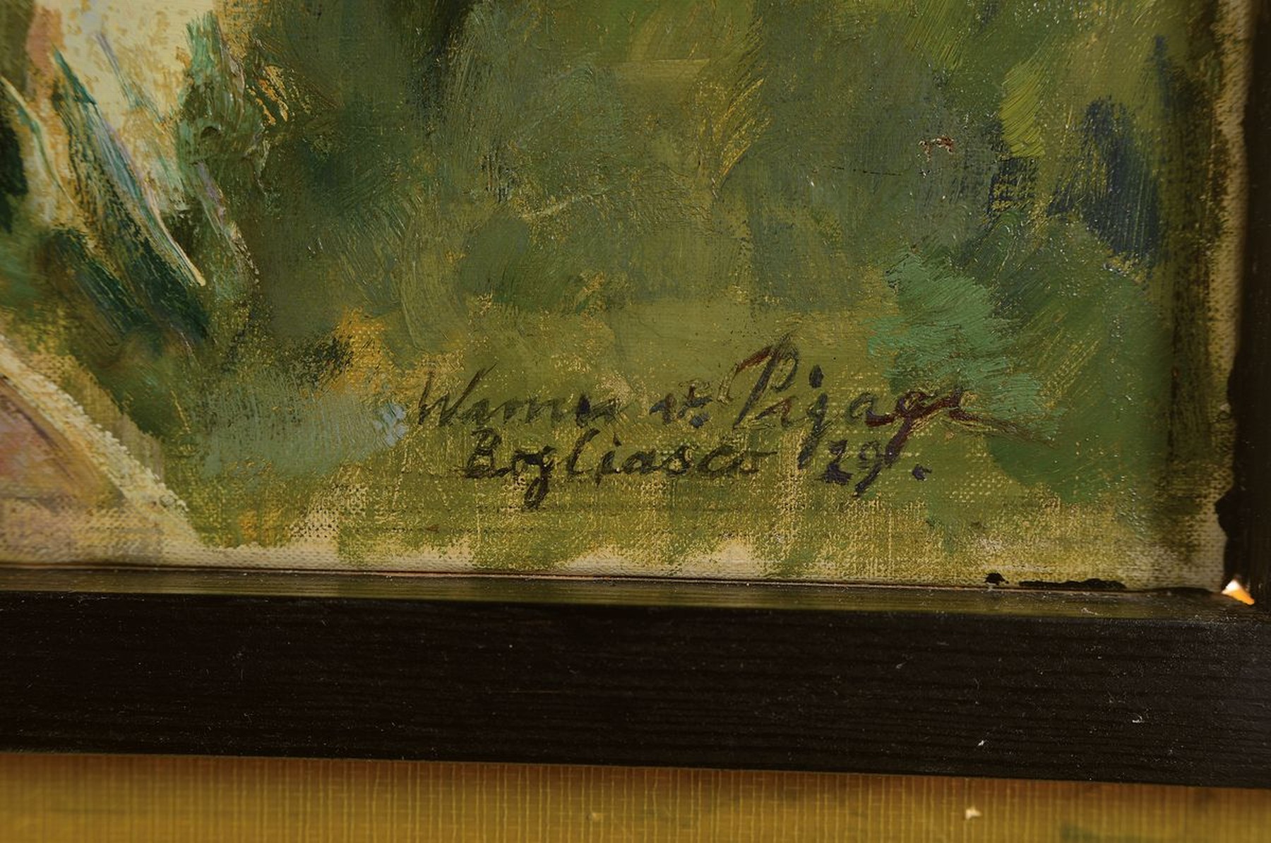 Detail a: Werner von Pigage, 1888 Breslau-1959 Mannheim, Ansicht aus Bogliasco, Öl/Lwd, rechts unten signiert und bez., ca. 46x37cm, R. ca. 50x41cm