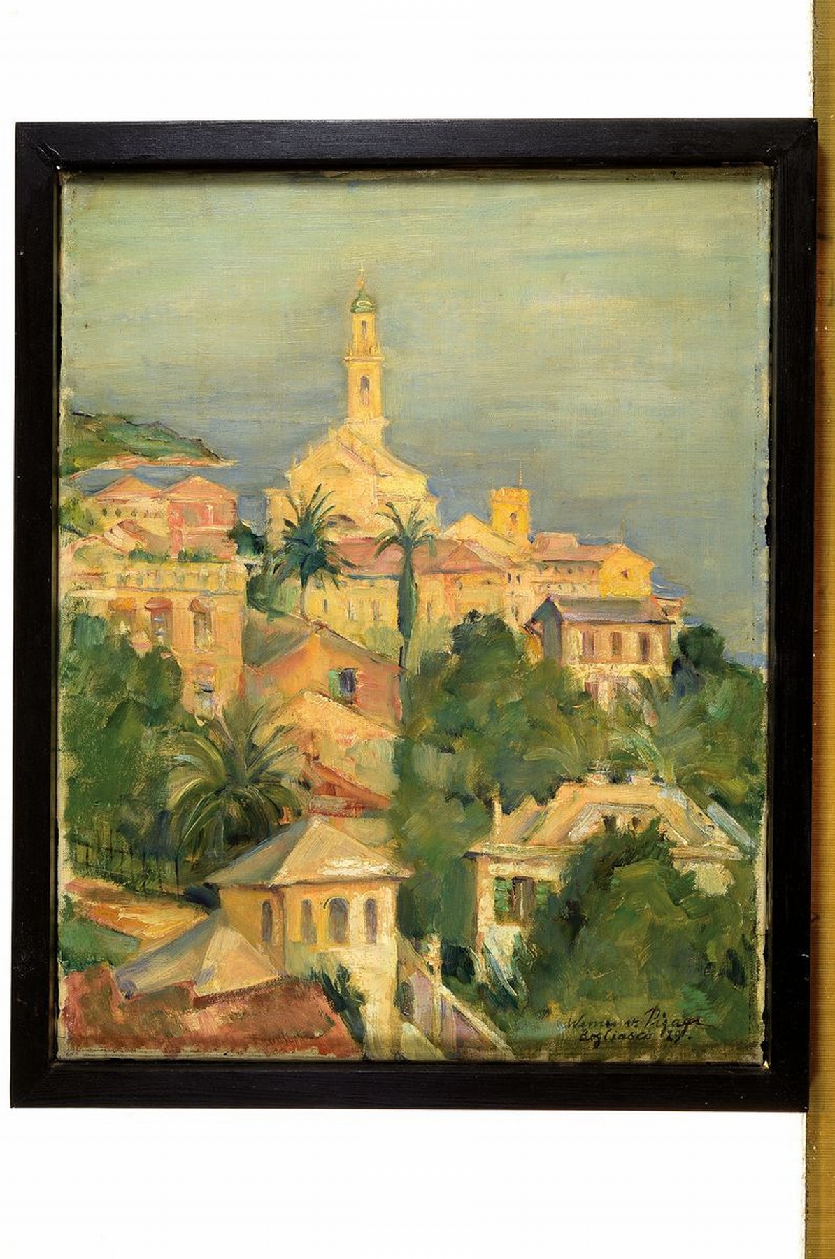 Detail k: Werner von Pigage, 1888 Breslau-1959 Mannheim, Ansicht aus Bogliasco, Öl/Lwd, rechts unten signiert und bez., ca. 46x37cm, R. ca. 50x41cm
