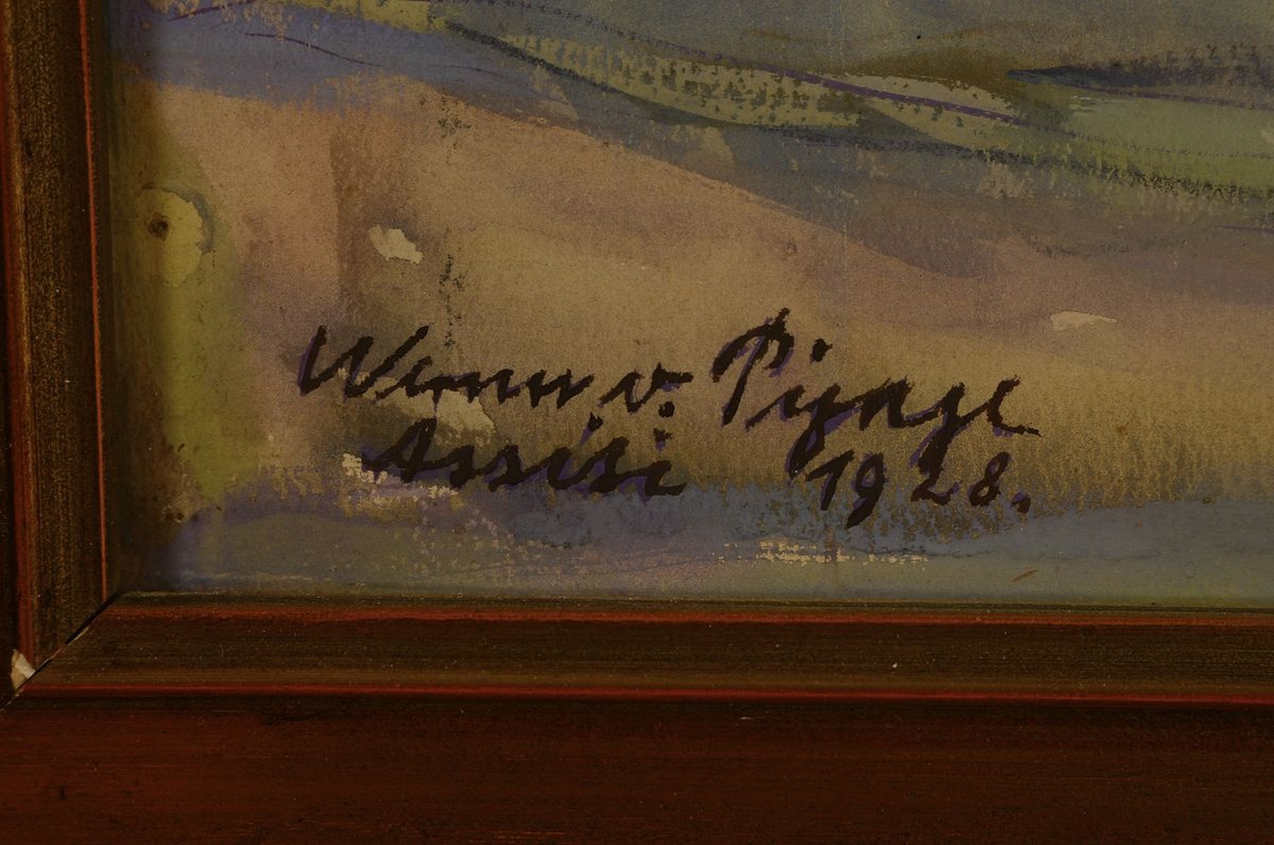 Detail a: Werner von Pigage, 1888 Breslau-1959 Mannheim, Ansicht aus Assisi, Aquarell auf Papier, links unten signiert und dat. 1928, ca. 61x46cm, u.Gl., R. ...