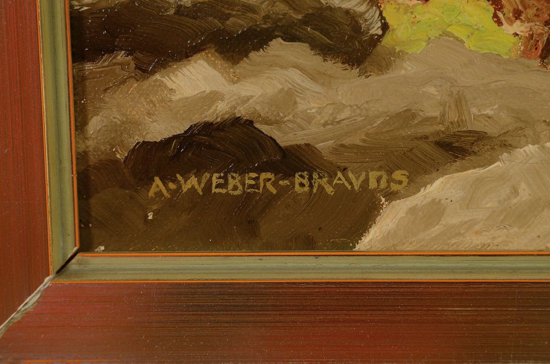 Detail a: August Weber-Brauns, 1887 Hannover-1956 Frankfurt, Studium an der Akademie Düsseldorf, hier: Weidende Schafe, Öl/Lwd, links unten signiert, ca. ...