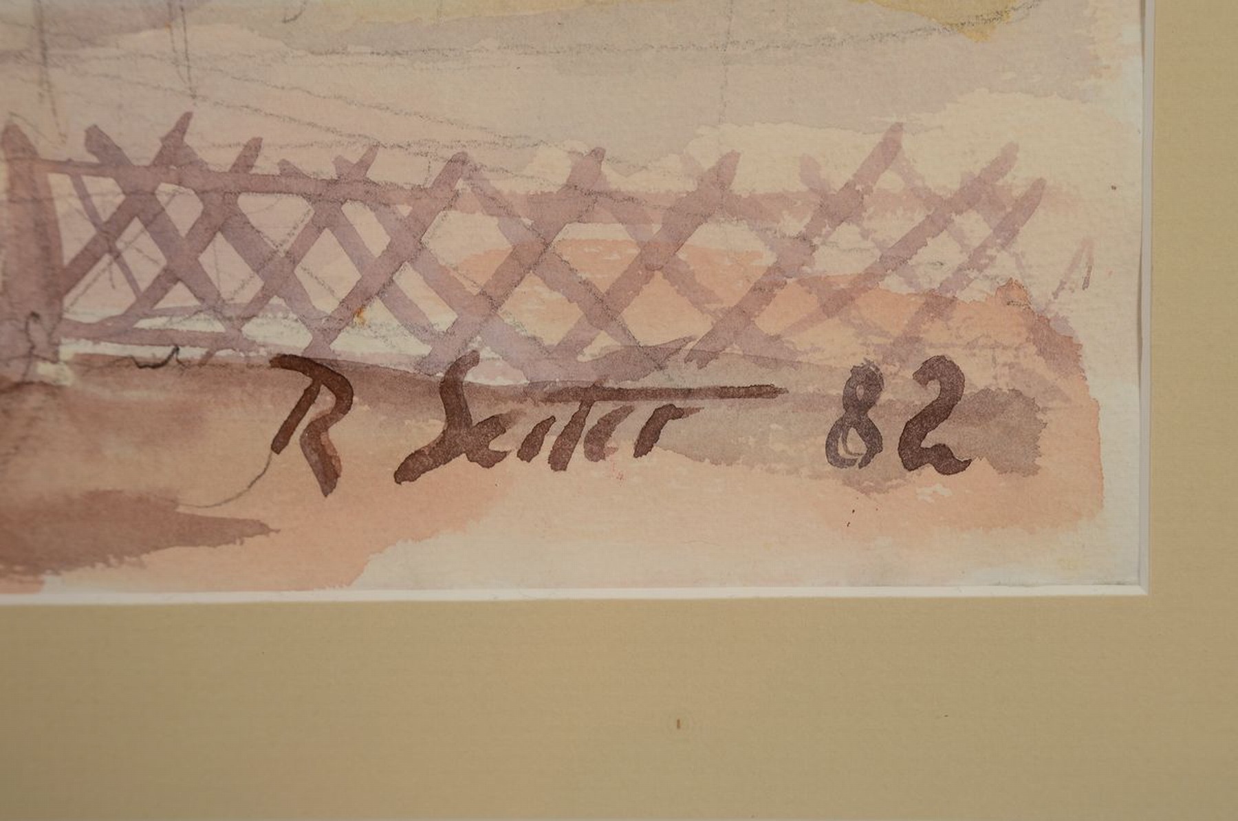 Detail a: Robert Seiter, geb. 1912 Ludwigshafen, Blick auf die Kirche von Hausen und die Limburg; Aquarell auf Papier, rechts unten signiert und dat. 82, ca. ...