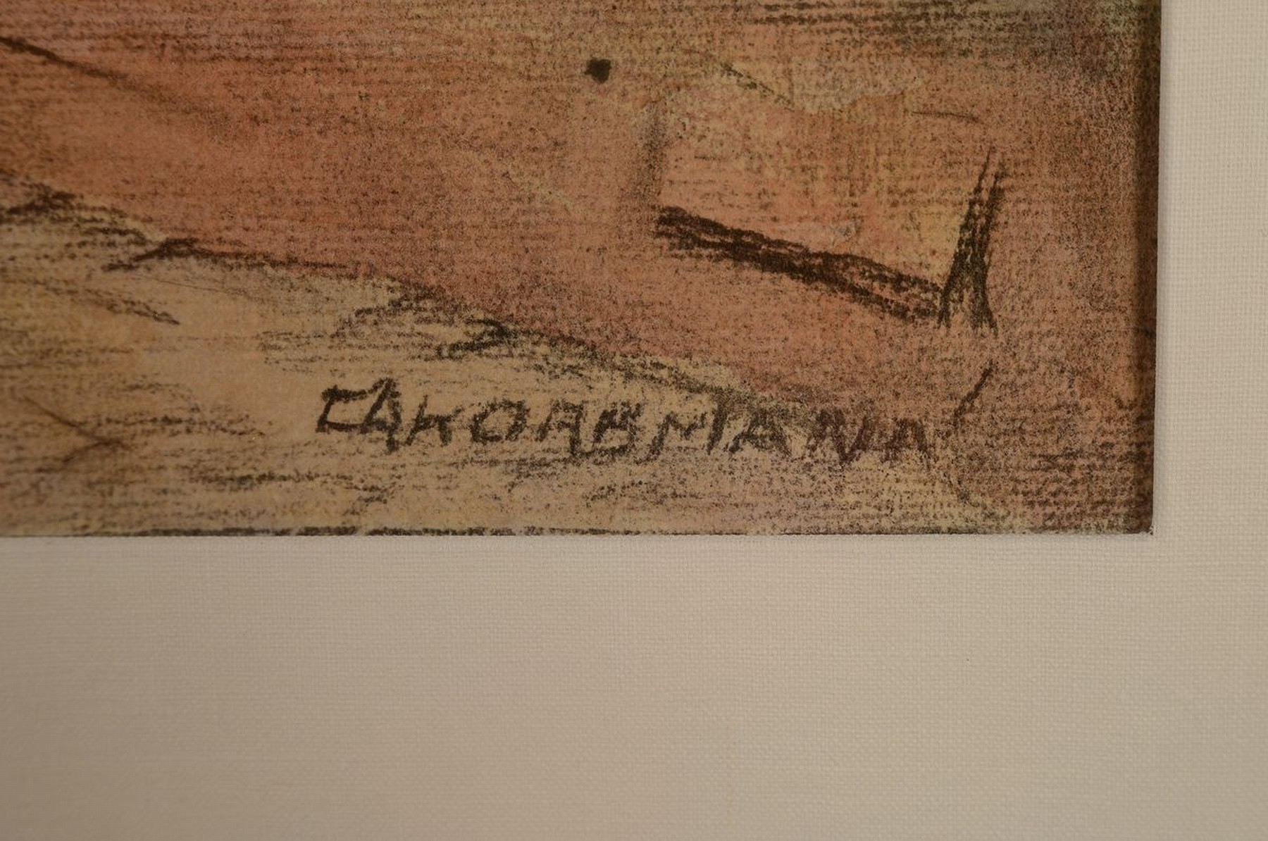 Detail a: Carl Korbmann, 1894-1958 Bad Dürkheim, Ansicht aus Bad Dürkheim, Richtung Dürkheimer Tal mit der Limburg; Pastell auf Papier, rechts unten ...