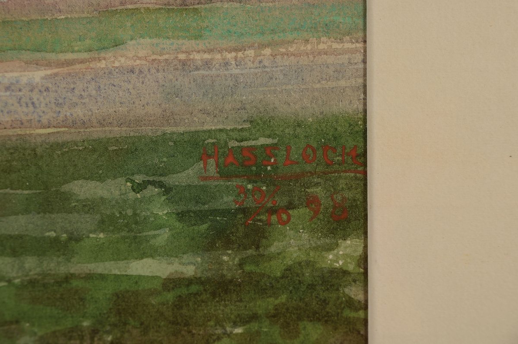 Detail a: Gustav Ernst, 1858 Elsterberg-1945 Bad Dürkheim, Blick auf Hassloch, Aquarell auf Papier, links unten signiert, rechts unten datiert: Hassloch ...