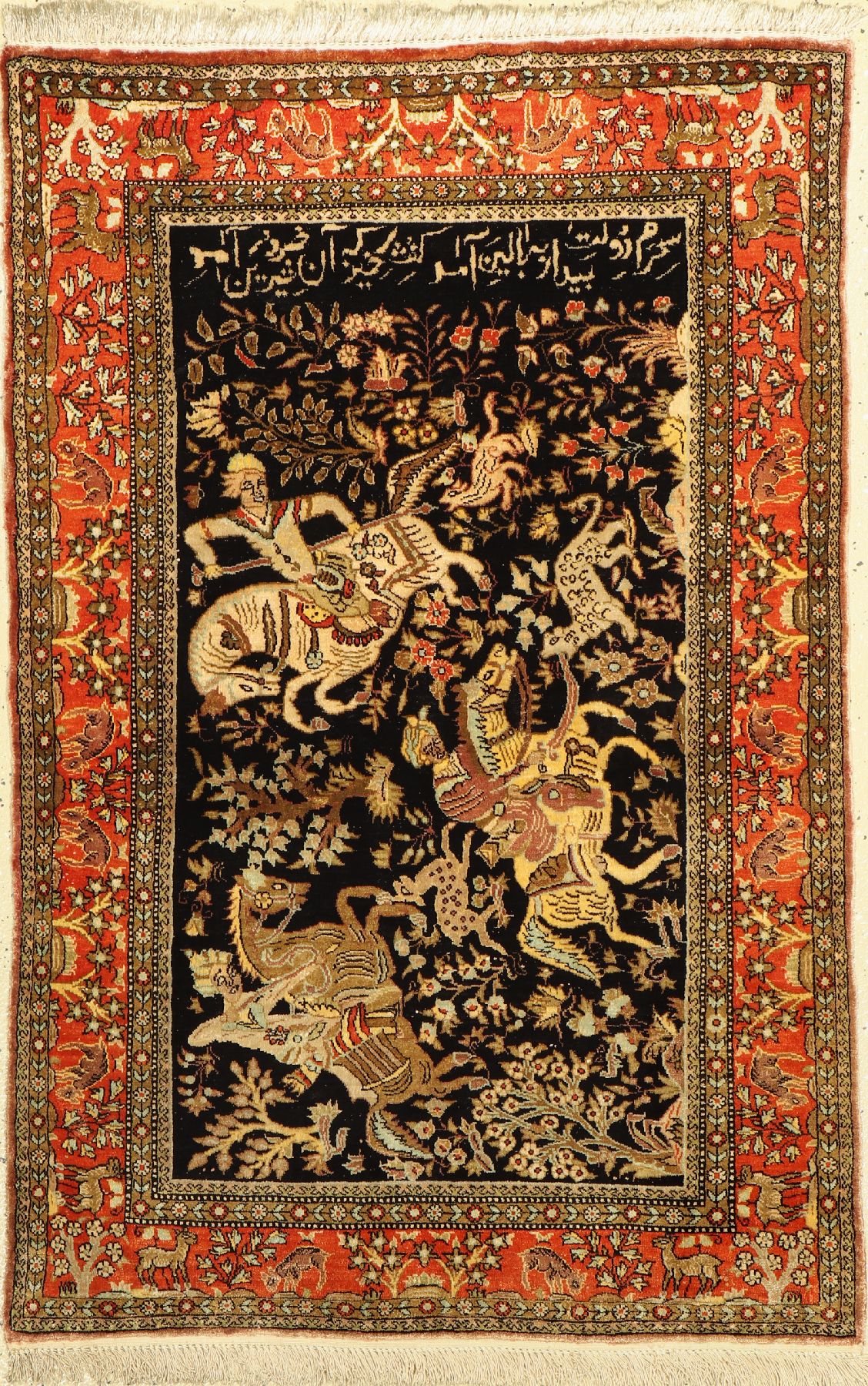 Ghom Seide alt, Persien, um 1940, reine Naturseide, ca. 126 x 82 cm, EHZ: 2