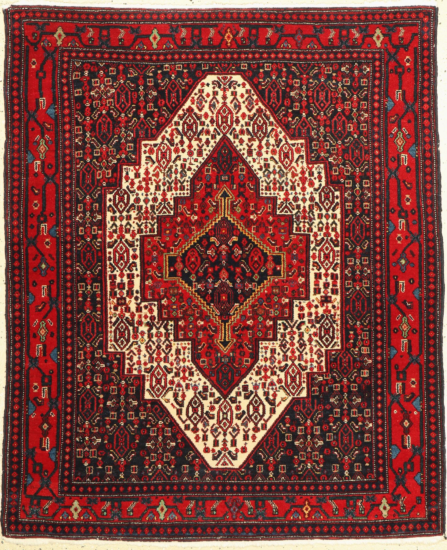 Senneh alt, Persien, ca. 60 Jahre, Wolle auf Baumwolle, ca. 150 x 122 cm, EHZ: 2-3